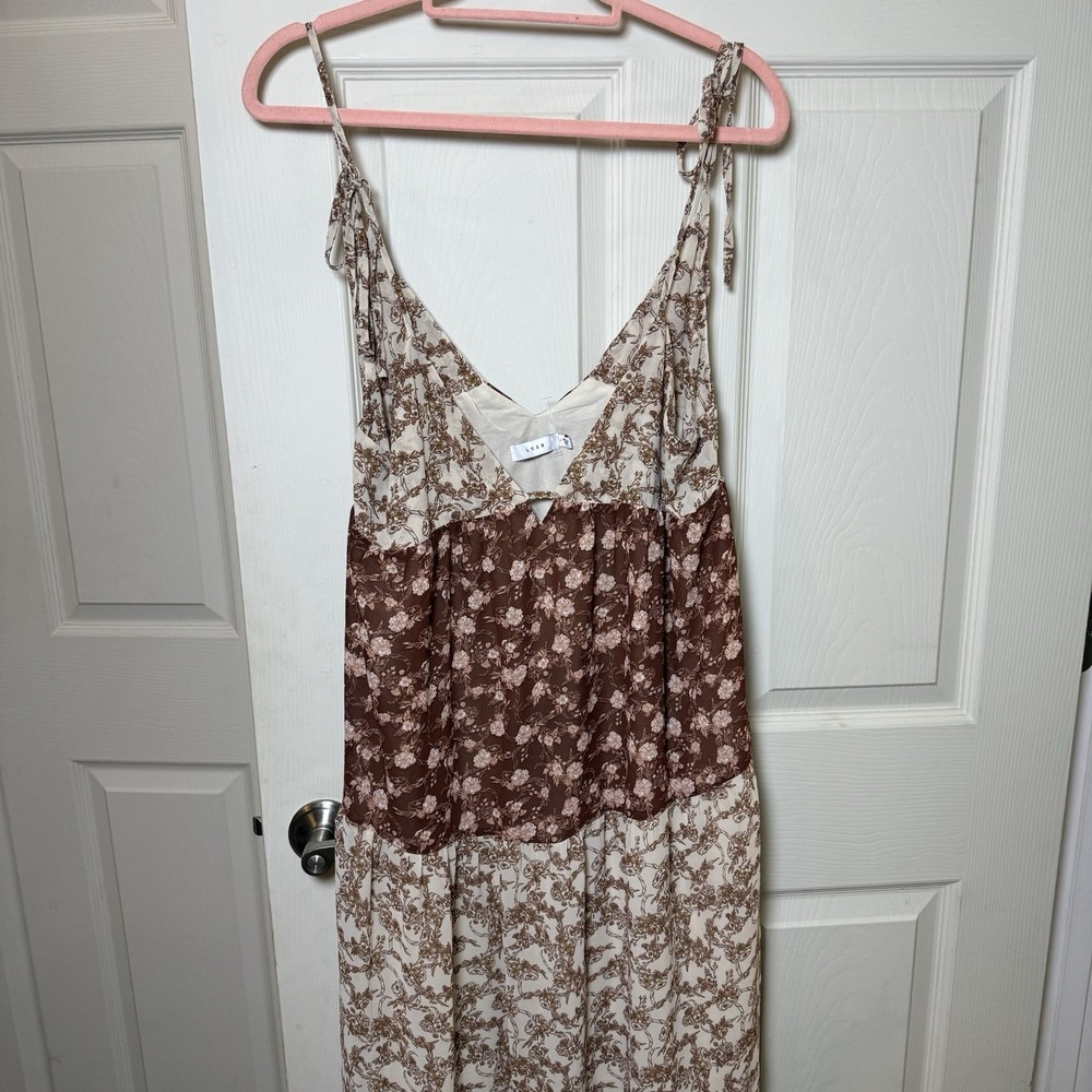 Lush Women's Cream‎ Brown Sleeveless Cami Camisole Maxi A-Line Tank Dress Size M